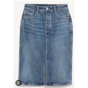 Old Navy Women 30 Medium Wash High Rise" Pockets Midi Denim Jean Pencil Skirt